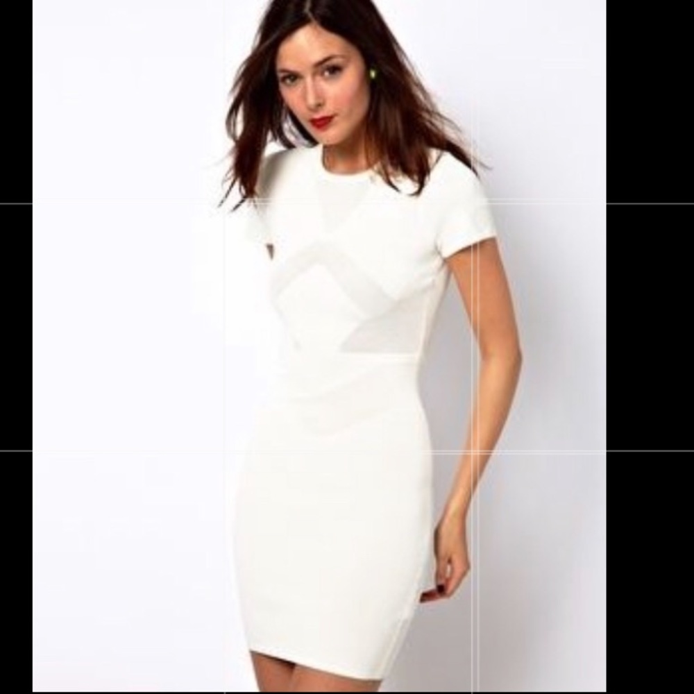 French Connection White Bodycon Mini Dress, 4